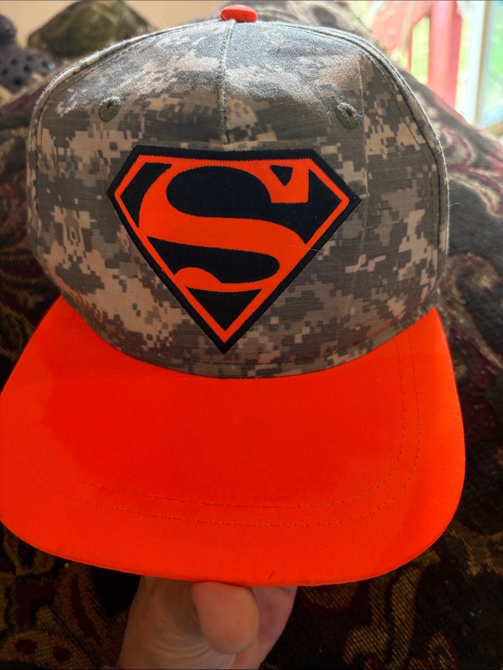 DC COMICS SUPERMAN Youth OSFM Camo Orange Superman Cap